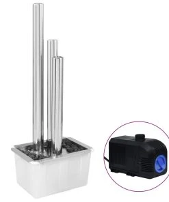 VidaXL Gartenbrunnen Silbern Edelstahl - vidaXL Gartenbrunnen Silbern 48x34x123 cm Edelstahl