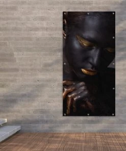 MuchoWow Outdoor-Poster 80x160 Frau - Schwarz -Gartenaccessoires Verkäufe 2022 0476d51aed154e09bcf1fb848eb58b2f