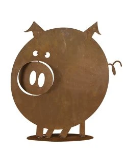 Twentyfour Dekofigur Schwein - Stahl - Rostbraun