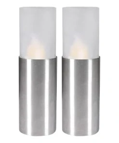 Näve LED-Kerze Maracaipe - Milchglas / Edelstahl - 1-flammig