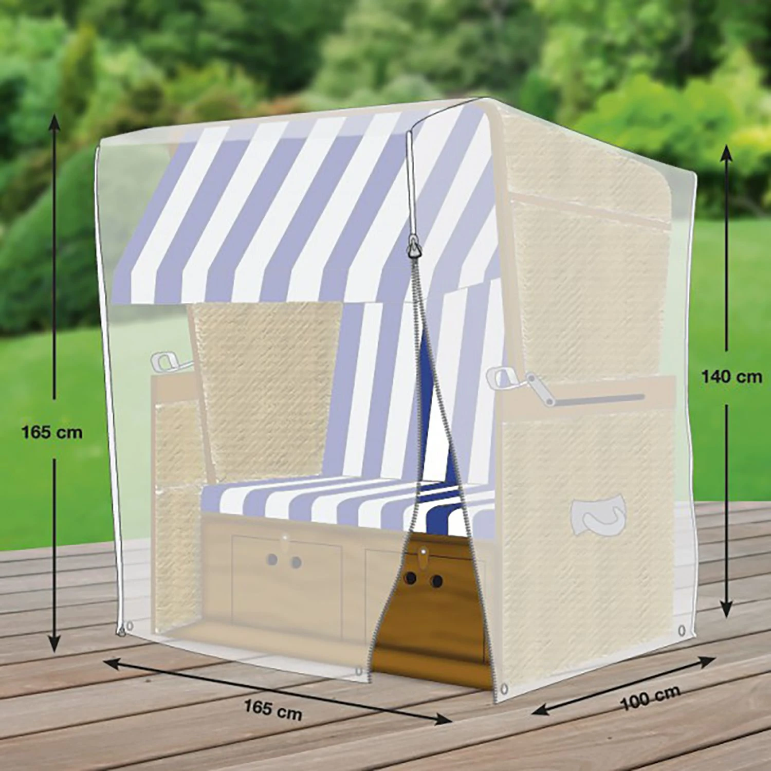 Mehr Garten Schutzhülle Strandkorb Premium - Kunststoff - Hellgrau 4 Mehr Garten Schutzhülle Strandkorb Premium - Kunststoff - Hellgrau – Bild 2