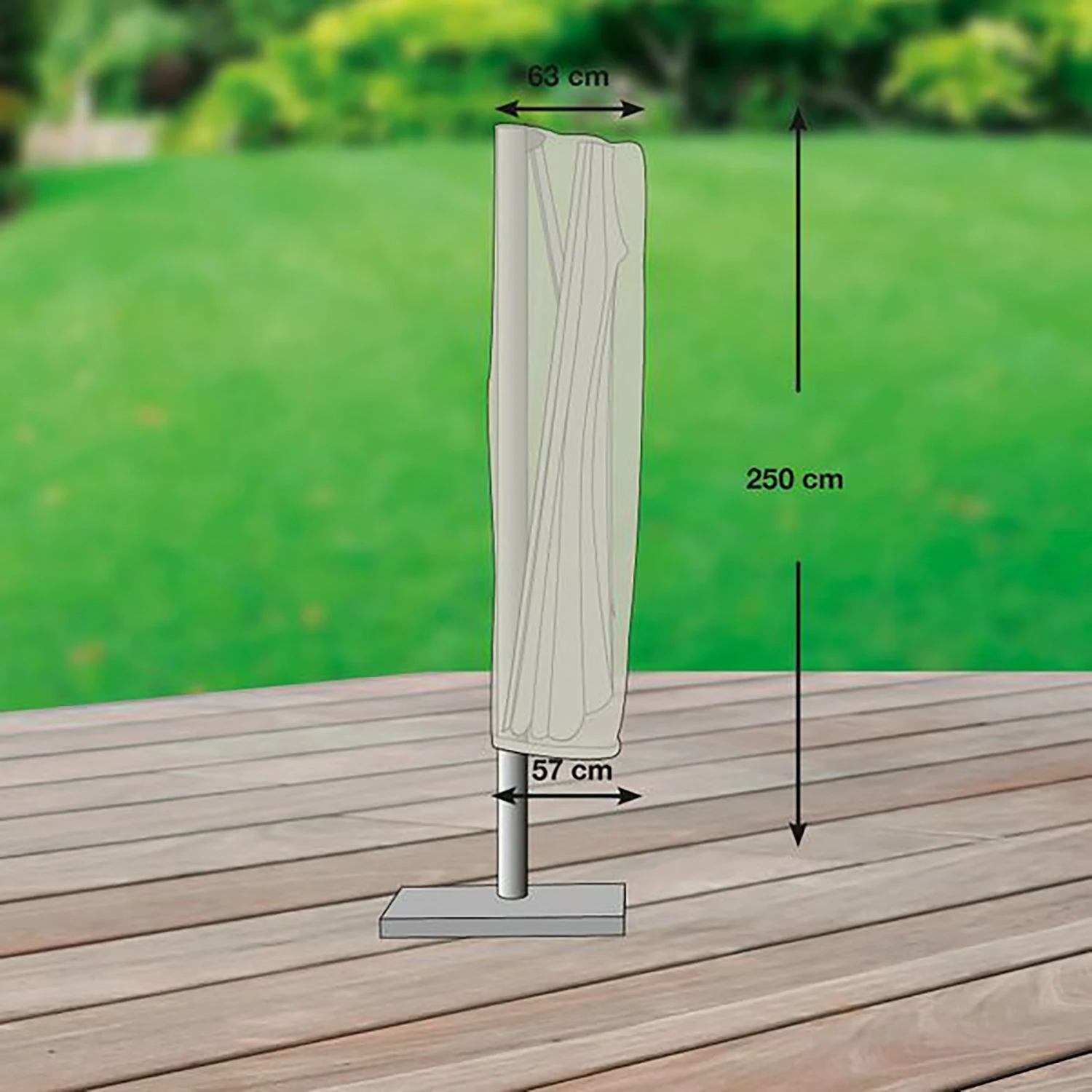 Mehr Garten Schutzhülle Ampelschirm Premium I - Kunststoff - Hellgrau 6 Mehr Garten Schutzhülle Ampelschirm Premium I - Kunststoff - Hellgrau – Bild 4