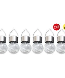 Näve Solarleuchte Crackle - Glas / Edelstahl - 6-flammig