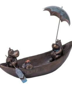 Twentyfour Vogeltränke Hippo Family - Polyresin - Kupfer