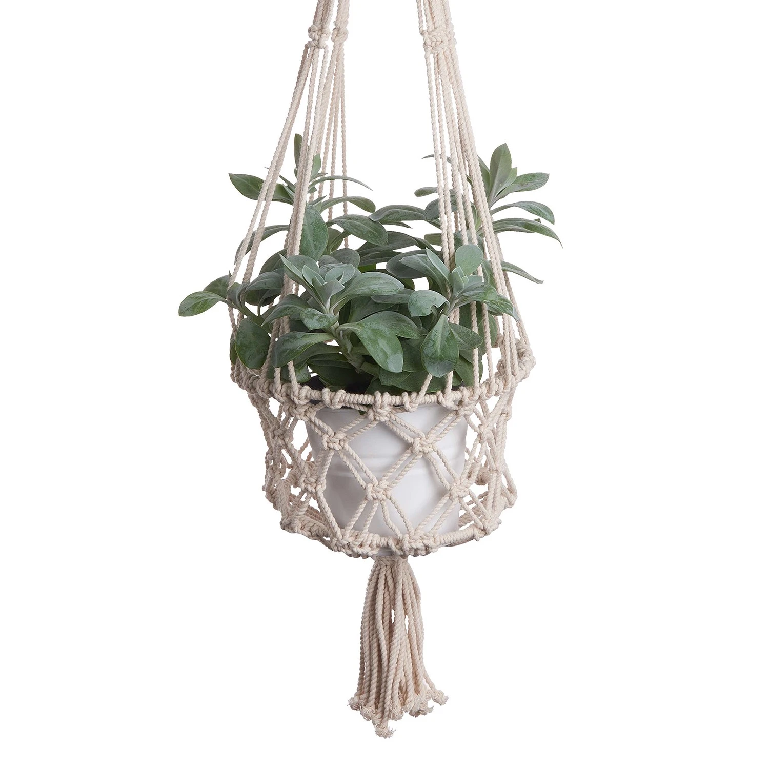 Butlers Blumenampel MACRAMÉ - Baumwollstoff - Creme 5 Butlers Blumenampel MACRAMÉ - Baumwollstoff - Creme – Bild 3