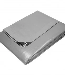 ECD Germany Abdeckplane mit Ösen 1,5x12m Grau - Grau - Höhe: 5 cm