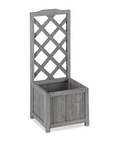 Relaxdays Rankkasten mit Rankgitter grau - 36 x 90 x 36 cm