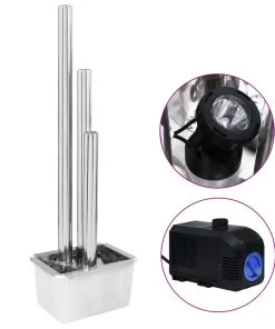 VidaXL Gartenbrunnen Silbern Edelstahl - vidaXL Gartenbrunnen Silbern 48x34x153 cm Edelstahl