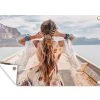 MuchoWow Outdoor-Poster 60x40 Frau - Boot -