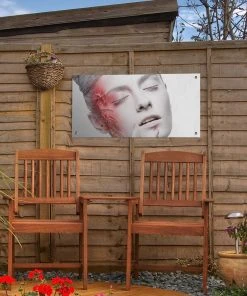 MuchoWow Outdoor-Poster 60x30 Frau - Weiß - -Gartenaccessoires Verkäufe 2022 41a6158786da4fda920636bc22c506eb