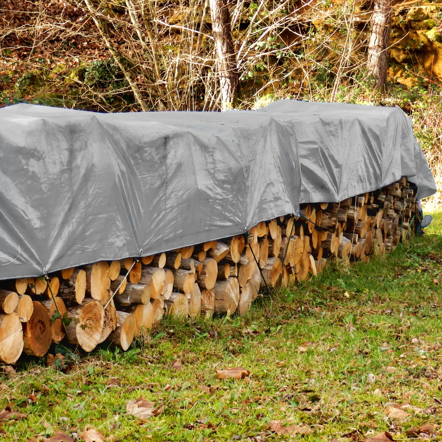 ECD Germany Abdeckplane mit Ösen 1,5x12m Grau - Grau - Höhe: 5 cm 4 ECD Germany Abdeckplane mit Ösen 1,5x12m Grau - Grau - Höhe: 5 cm – Bild 2