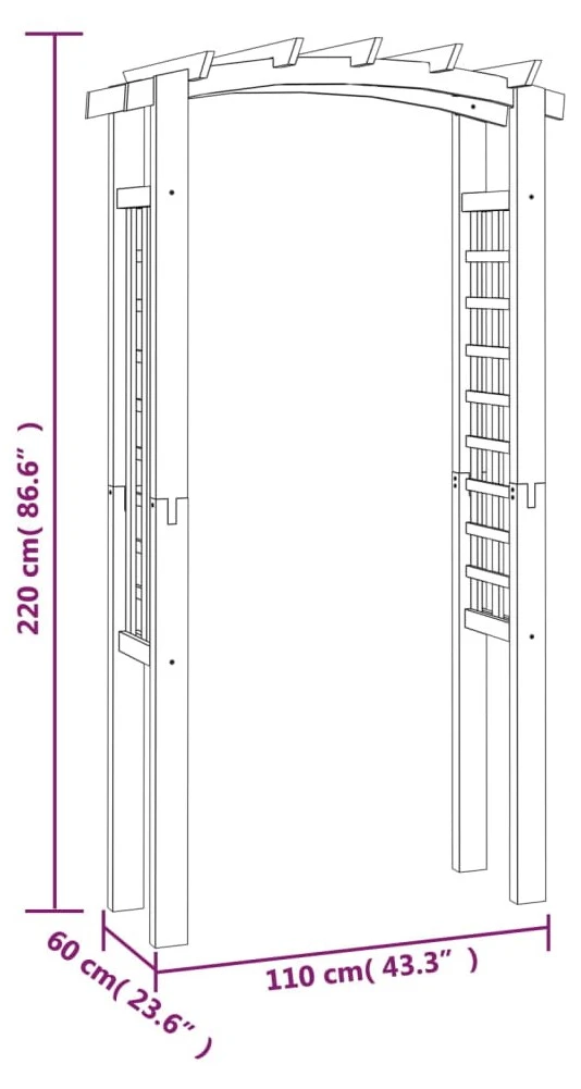 VidaXL Gartenbogen - vidaXL Rosenbogen 110x60x220 cm Massivholz Kiefer Imprägniert 8 VidaXL Gartenbogen - vidaXL Rosenbogen 110x60x220 cm Massivholz Kiefer Imprägniert – Bild 6
