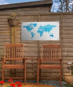 MuchoWow Outdoor-Poster 60x30 Weltkarte - Blau -Gartenaccessoires Verkäufe 2022 4e70424a92754c43838851aa092129fa