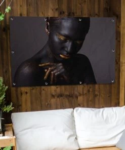 MuchoWow Outdoor-Poster 120x80 Frau - Schwarz -Gartenaccessoires Verkäufe 2022 6da23c9b37d14c18b4b82c51201425f7