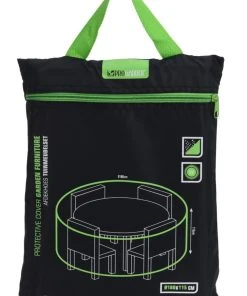 ProGarden Gartenmöbel Abdeckung - ProGarden Schutzhülle für Runde Garten-Essgruppe 180x115 cm Schwarz