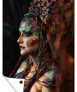 MuchoWow Outdoor-Poster 80x120 Frau - Perlen -