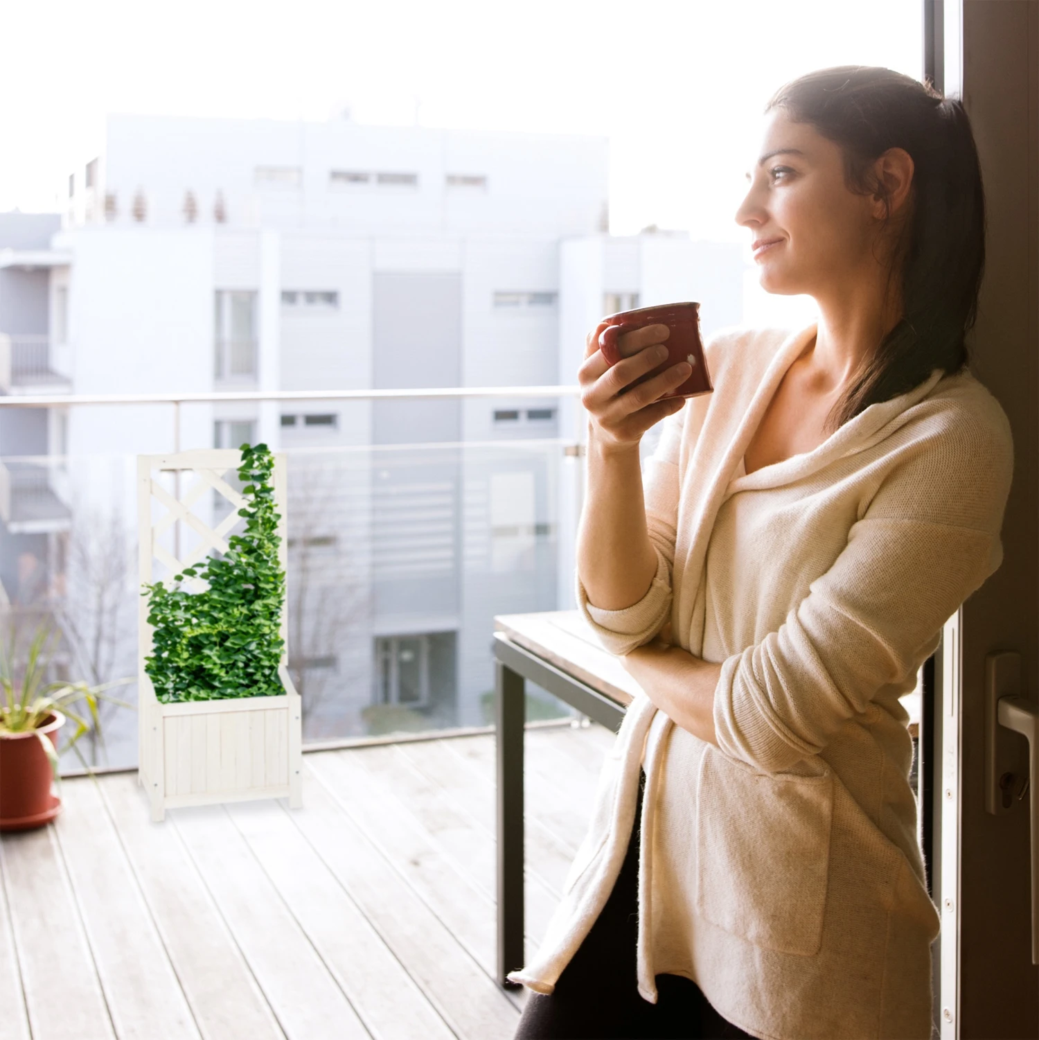 Relaxdays Holz Rankkasten weiß - 36 x 90 x 36 cm 5 Relaxdays Holz Rankkasten weiß - 36 x 90 x 36 cm – Bild 3