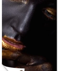 MuchoWow Outdoor-Poster 100x200 Frau - Gold -