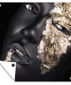 MuchoWow Outdoor-Poster 100x100 Frau - Gold -