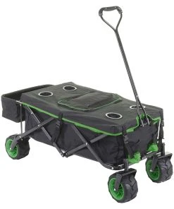 Bollerwagen HWC-E62 Heck- und Kühltasche - Schwarz - Grün