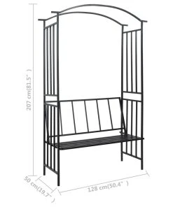 VidaXL Rosenbogen mit Bank Schwarz Eisen - vidaXL Rosenbogen mit Bank Schwarz 128x50x207 cm Eisen -Gartenaccessoires Verkäufe 2022 a8b759616a644289850ba56b8cc2ad3d
