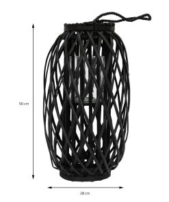 ECD Germany Laterne Ried 50 x Ø 28 cm Schwarz - Schwarz - 30 x 30 x 55 cm - Glas -Gartenaccessoires Verkäufe 2022 b5e50bd151224f09901e2ef0476f0446