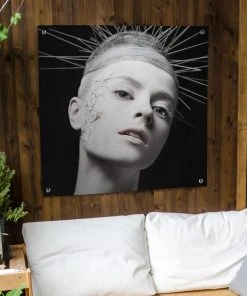 MuchoWow Outdoor-Poster 100x100 Frau - Schwarz -Gartenaccessoires Verkäufe 2022 bb6ce45c8d234aa4a3c975b1b2a83460