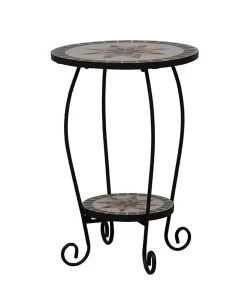 Siena Garden Blumenständer Stella - Eisen/Keramik - Schwarz/Mosaik