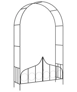 vidaXL Rosenbogen mit Tor Schwarz Eisen - vidaXL Rosenbogen mit Tor Schwarz 138 x 40 x 238 cm Eisen
