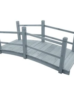 VidaXL Gartenbrücke 140 x 60 x 56 cm - vidaXL Gartenbrücke Grau 140x60x56 cm Massivholz Tanne
