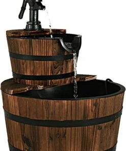 Costway Brunnen Holz Gartenbrunnen