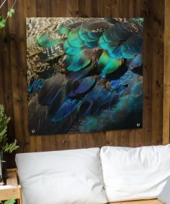MuchoWow Outdoor-Poster 100x100 Federn - Pfau -Gartenaccessoires Verkäufe 2022 ff578a36035649fab336577042051a59