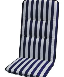 Best Freizeitmöbel Auflage Basic Line - Blau-Weiß gestreift - Hochlehner - 120 x 50 cm